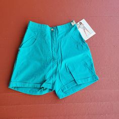 Gitano brand new with tags Plus curve size 34 34" waist stretched to max comfortably 90's vintage high waisted teal color back elastic yoke front with deep pockets cuffed  cotton ramie 30/34" waist (elastic) 40" hips 14" front rise 18" back rise 5" inseam Saint Joseph, Teal Color, Vintage Shorts, Turquoise Color, Teal Colors, Short Outfits, Elastic Waist, Loose Fitting, High Waisted