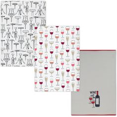 two napkins with wine glasses on them