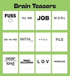 the brainteasers game is shown with different words