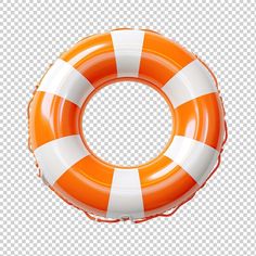 an orange and white inflatable life preserver on a transparent background png clipart