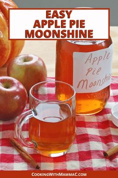 Easy Apple Pie Moonshine recipe by Cooking with Mamma C. Mason jar and mug full of apple pie moonshine. Homemade Liqueur, Vodka And Pineapple Juice, Homemade Liquor