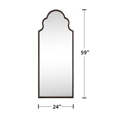 a tall mirror is shown with measurements for the size and shape, as well as its height