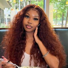 Brunette Auburn, Deep Wave Hairstyles, Colored Wigs, Body Wave Hair, Front Lace Wigs Human Hair, Baddie Hairstyles, Reddish Brown, Ginger Hair, Hair Waves