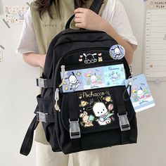 Cartoon Pochacco Student Backpack Travel Canvas Bag Cute Shoulders Bag Satchel [High Quality Studio Made- Original Design]  ★ 100% Brand new & High quality  ★ Color:  (As shown in picture)  ★ Materials:  Nylon ★Size: 31*42*13cm ★ Package: 1 Brand Unbranded Exterior Material Canvas Style Backpack Department Unisex Adults Character Pochacco Closure Zip Country/Region of Manufacture China School Backpack College, Cute School Bags, Stylish School Bags, School Bag Essentials, Kawaii Backpack, Travel Canvas, Satchel Backpack, Backpack For Teens, College Backpack