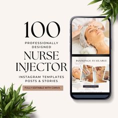 Elevate your nurse injector business with these professionally designed Instagram templates, perfect for those offering botox, filler, lip injections and skincare. Complete with 50 posts and 50 stories, this package makes it easy to tackle your social media creation. Let us be your Escape Hatch from wondering what to do next -- our professionally designed templates save you time and energy while helping you build a cohesive, consistent, beautiful brand.  This social media template is editable in Aesthetic Injections, Med Spa Branding, Clinic Room, Filler Lip, Free Social Media Templates, Aesthetic Nurse, Botox Filler, Nurse Injector, Canva Instagram Templates