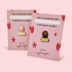 two valentine's day cards with magnets on them