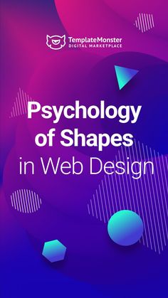 the cover of a book with blue and purple shapes on it, which reads'psychology of shapes in web design '