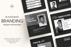 Black & White Branding Instagram Post Template, Social Media ft. sagesmask & post - Envato