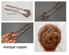 Swarovski crystal Hair bun for long and thick hairs . This Celtic knot hair fork hand made with heavy duty 3mm copper wire and wrapped with  twisted copper wire. They work great with a knot bun, a flip twist,a french twist, and just about any way you can twist up your hair. I take great care and attention in all my creations in order to get a quality product and perfect finish. Standard Shipping: Packages are sent with Royal mail with an estimated delivery times: U.K is 1 to 2 days. Europe 7-12 Wire Wrapped Hair Pin, Celtic Knot Hair, Celtic Hair, Hair Accessories Bun, Knot Bun, Knot Hair, Wire Wrapping Diy, Hair Fork, Handmade Earrings Beaded