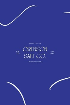 an advertisement for the oregon salt co on a blue background with white swirls and text