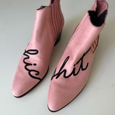 Modern Vice Chic Shit Pink Leather Western Boots Sz 38. Never Worn, But Has A Few Very Minor Flaws From Being Storage All This Time And Multiple Moves. All Flaws Are Pictured. They Stopped Making These Years Ago. Sold Out And Very Popular. I Purchased These For $450 On Their Website. Open To Offers Leather Western Boots, All This Time, Pink Leather, Western Boots, Shoes Heels Boots, Shoes Women Heels, Heeled Boots, Shoes Heels, Size 7