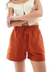 Shorts by ASOS DESIGN Short cut to summer style High rise Drawstring waistband Side pockets Regular fit Color Terracota, Pull On Shorts, Leggings Sale, Sweaters And Leggings, Maxi Dress Trend, Swimwear Sale, Hoodies For Sale, Petite Maternity, Skirted Swimwear