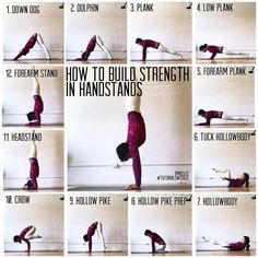 a series of photos showing how to do a handstand