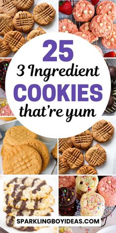 the top 25 ingredients for cookies that're yum are shown in this collage