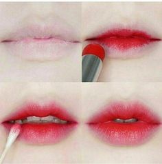 Korean Gradient Lips, Extreme Make-up, Makeup Korean Style, Teknik Makeup, Make Up Diy, Simple Makeup Natural, Tutorial Eyeliner, Gradient Lips, Korean Makeup Tips