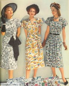 1940s Fabrics and Colors in Fashion 1940s Catalog, 40s Clothes, Ww2 Fashion, 40s Mode, 1940s Fashion Dresses, 40s Dress