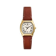 Inspired by a classic archival style, the Harlow brings the sophistication of the past to modern day. 27mm octagonal gold-tone stainless steel case Textured cream dial with three-hand movement and Roman numeral markers Brown leather strap; buckle clasp Classic Brown Watch, Classic Brown Watch Accessories With Rectangular Dial, Classic Analog Watches, Classic Rectangular Dial Quartz Watch, Classic Watch With Polished Rectangular Dial, Classic Brown Watch Accessories With Metal Dial, Classic Quartz Watches With Rectangular Dial, Classic Watch With Polished Finish And Rectangular Dial, Classic Gold Watch Accessories