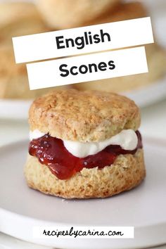 an english scone on a plate with the words classic english scones