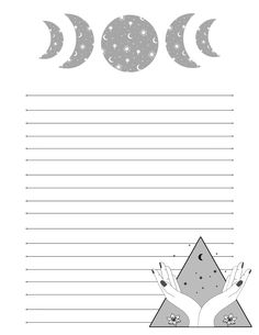 the moon and stars lined paper is shown with two hands reaching out to each other