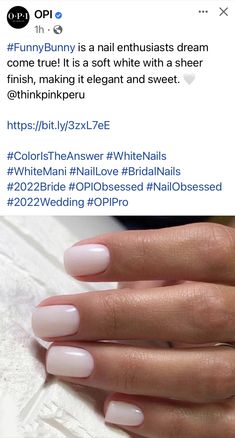 Gel Nail Neutral Colors, American White Dip Nails, Short Natural Nails Dip Powder, Milky Dip Nail Colors, Pedicure Manicure Combo Ideas, White Gel Nails Short Square, Neutral Short Nails Natural, Milky White Nails Opi Gel, Gel Neutral Nail Colors