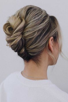 Bride Hairstyles Mid Length, Modern Twist Updo, Wedding Guest Hairstyles Mid Length, Wedding Guest Hair Mid Length, Bridal Hair French Twist, Mid Bun Wedding Hair, Wedding Hairstyles For Mid Length Hair, Mid Length Updo, Mid Length Wedding Hairstyles