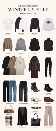 Winter Capsule Wardrobe Aesthetic, Winter Capsule Closet, Winter Basics Wardrobe Minimal Classic, Winter Shoe Outfits, Winter Mix And Match Outfits, Scandinavian Wardrobe Capsule, Winter Capsule Wardrobe Checklist, Fall And Winter Wardrobe Essentials, Capsule Wardrobe Autumn Winter