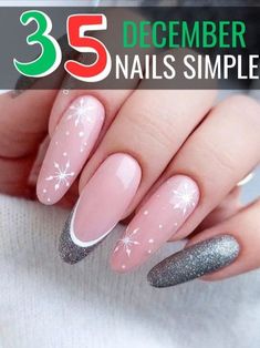 Cute December Nails, December Nails Simple, Simple December Nails, December Nails Christmas, December Nail Ideas, Nails Christmas, Nails Simple