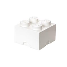 a white lego brick with four small white knobs