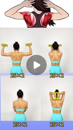 the back view of a woman doing exercises with dumbbells