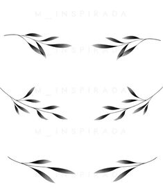 three black and white leaves on a white background