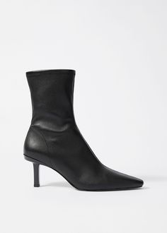 Stretch-Leather Ankle Boots