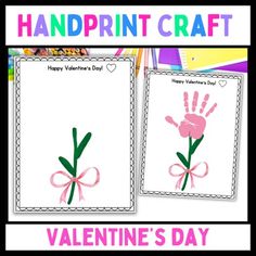 valentine's day handprint craft is shown with the words happy valentine's day