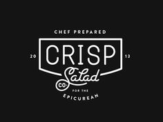 a black and white logo with the words crisp salad co for the epicurean