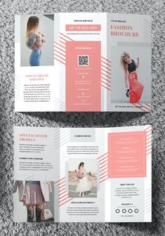 two fold brochure mockup templates with photoshopped images on them