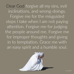 a white cloth wrapped around a person's head with the words dear god forging all my sins, evil