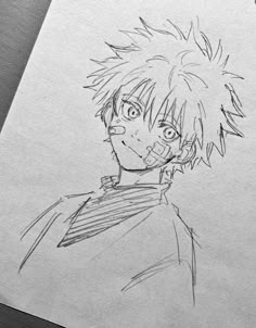 a drawing of an anime character with short hair