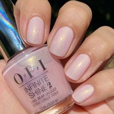 Pale Pink Shimmer Nails, Pink Shimmer Nails, Sparkly Nail Polish, Light Pink Nail Polish, Pale Pink Nails, Light Pink Nails, Opi Nail Polish, Pink Nail Polish