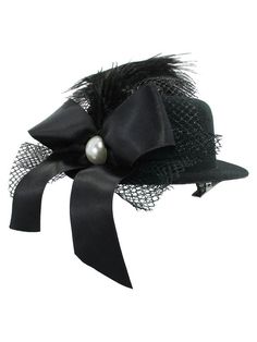 Womens Girls Ringmaster Black Mini Top Hat Fascinator On Hair Clips Feather Pearl Stud Bow Dancers S Victorian Steampunk Costume, Burlesque Showgirl, Top Hat Fascinator, Top Hats For Women, Fascinator Hair, Toy Story Costumes, Black Top Hat, Steampunk Hat, Hat Fascinator