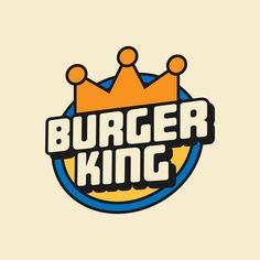 the burger king logo with a crown on it's head and an orange background