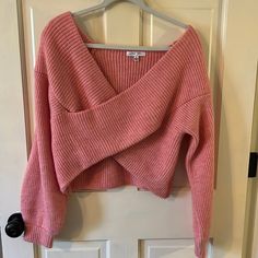 Pink Cross Cross Sweater. Size Small. New Without Tags, Never Worn. Criss Cross Sweater, Cross Sweater, Pink Cross, Pink Knit, Pink Sweater, Colorful Sweaters, Criss Cross, Sweaters For Women, Tags