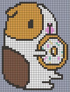 a cross stitch pattern with a dog in the middle