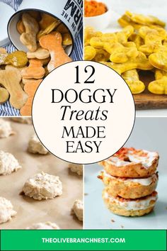 twelve dog treats that are made in the microwave and ready to be eaten with text overlay