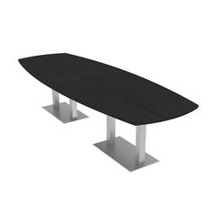 a black table with two silver legs