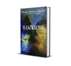 a book with an image of two people and the words hawksong written on it