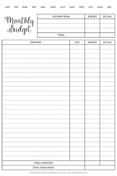 a printable budget sheet with the words'money budget'in black and white