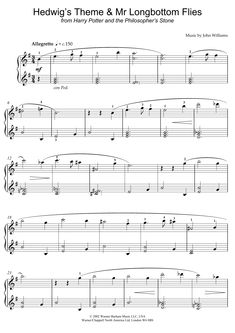 the sheet music for hedwig's theme and mr longbotton flies