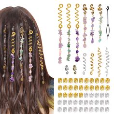 PRICES MAY VARY. High quality: Made of high quality natural cystal stones and alloys, with fine processing, these braid accessories have smooth surface, bright color, and great performance, which are not easy to break or fade, and can be used over and over again. Lightweight and stay well: These cute braid accessories are light to wear without feeling heavy or uncomfortable. And they will stay well when wrapped around braids or dreadlocks, to make you more impressive and eye-catching in the crow Hair Braid Accessories, Jewelry For Braids, Hair Spirals, Wrap Around Braid, Hair Jewelry For Braids, Hair Accessories Braids, Dreadlock Hair, Braid Accessories, Hair Charms