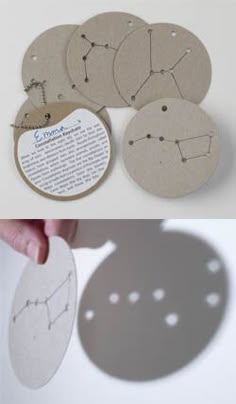 the paper circles are cut out and placed on top of each other with holes in them