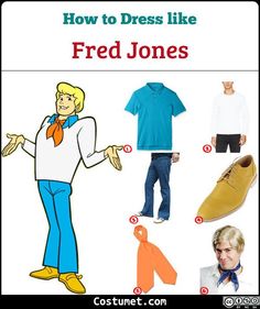 an image of how to dress like fred jones from the flint family cartoon character costumes