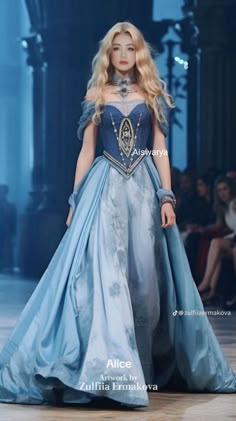 Celtic Ball Gown, Fantasy Dresses Blue, Renisance Style Wedding Dress, Spring Court Acotar Dress, Teal Fantasy Dress, Medieval Inspired Dress, Historical Dresses Aesthetic, Blue Princess Dress Royal, Royal Fantasy Art